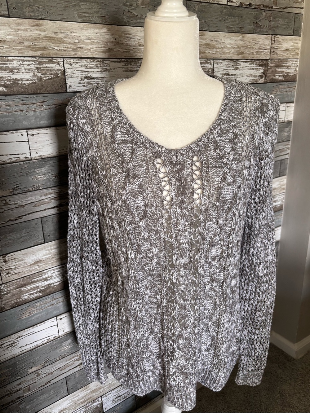 Abercrombie & Fitch Cozy Grandmacore Open Loop Knit Oversized Sweater Womens XS